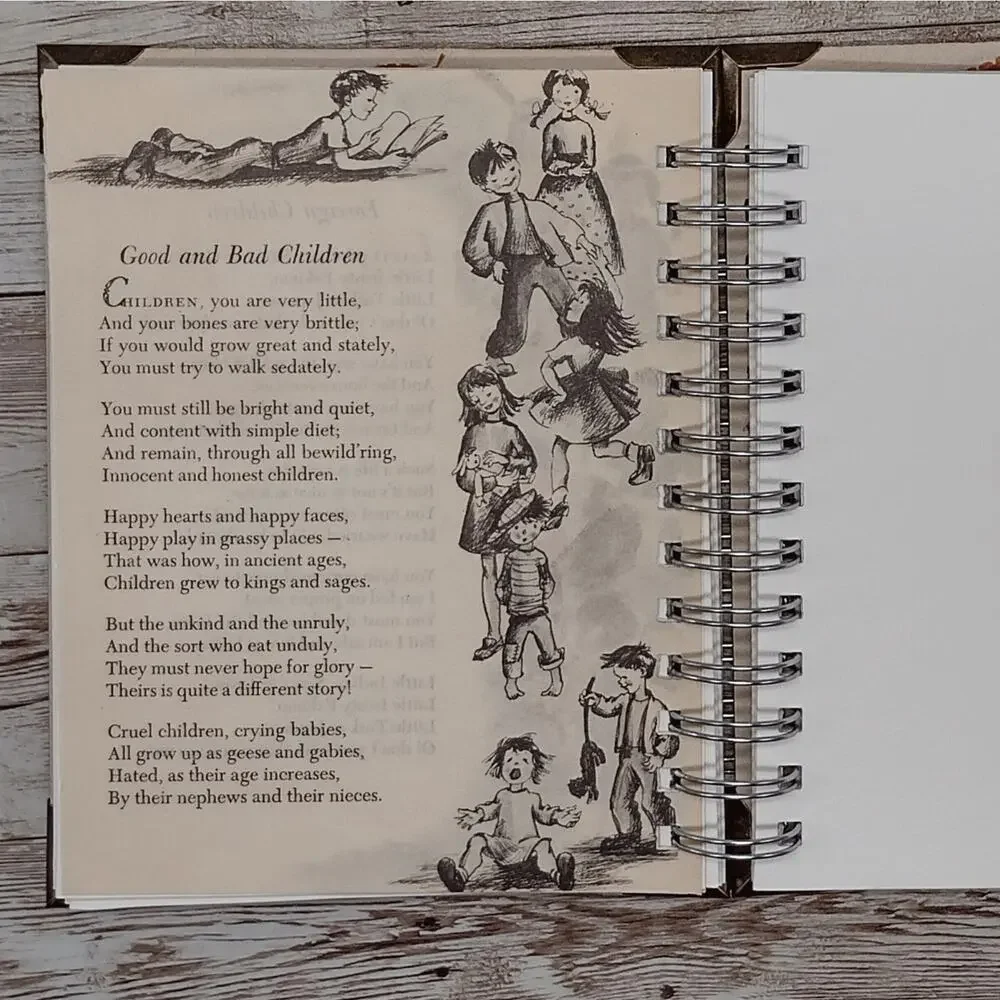 Recycled Spiral Notebook Diary, A Child's Book of Verses, Altered Book Journal